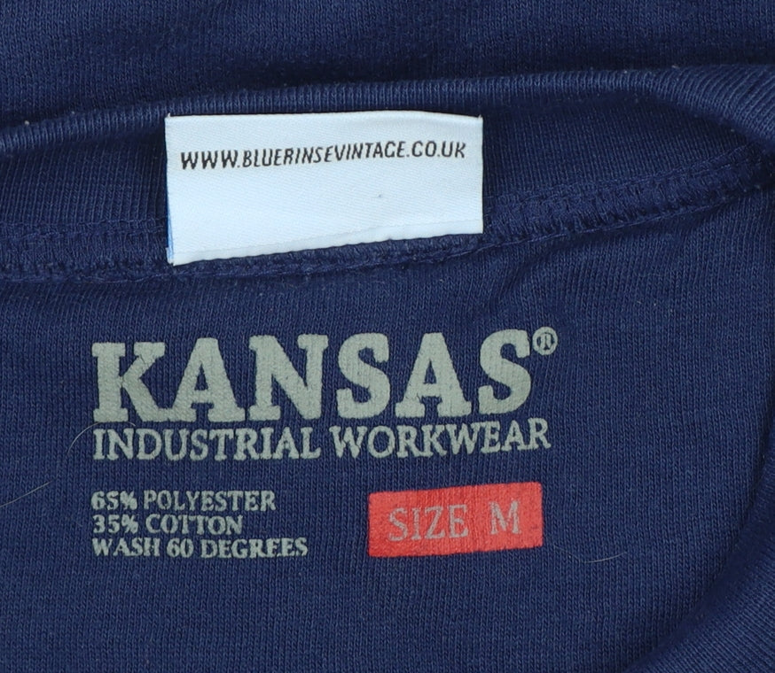 Kansas Women’s Blue M Cropped Logo Pocket Drawstring Sweatshirt