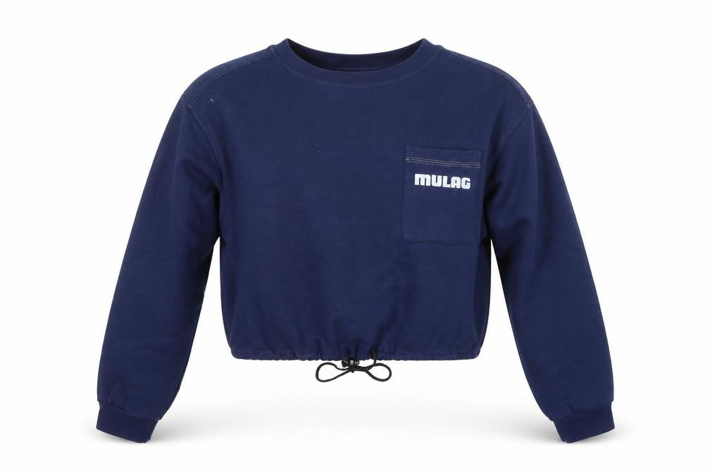 Kansas Women’s Blue M Cropped Logo Pocket Drawstring Sweatshirt