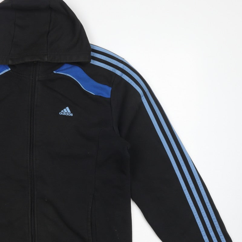 Additional view of Adidas Men’s Black Blue M Full Zip Climacool Hooded Sports Hoodie