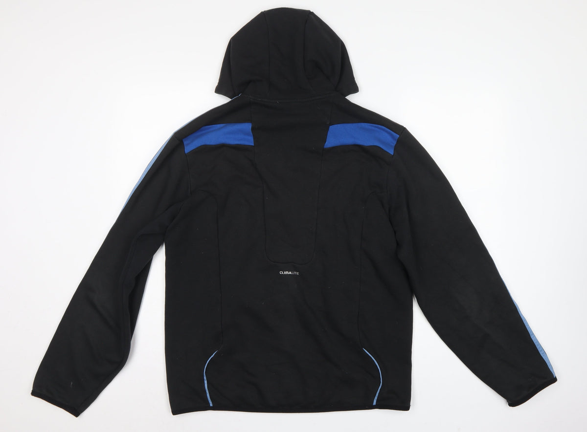 Brand and care label for Adidas Men’s Black Blue M Full Zip Climacool Hooded Sports Hoodie