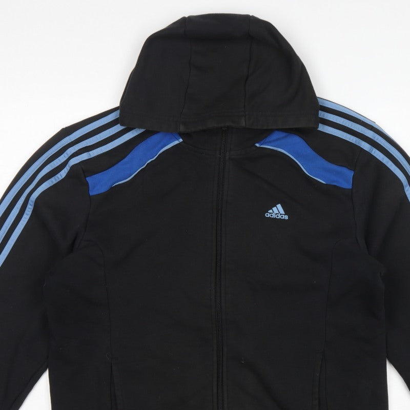 Additional view of Adidas Men’s Black Blue M Full Zip Climacool Hooded Sports Hoodie