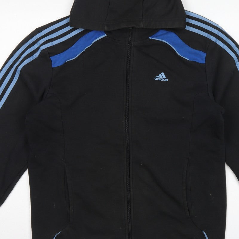 Additional view of Adidas Men’s Black Blue M Full Zip Climacool Hooded Sports Hoodie