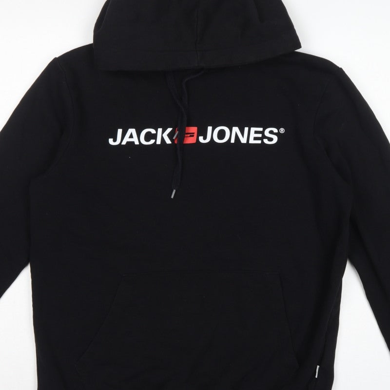Jack & Jones Men’s Black L Logo Graphic Pullover Hoodie