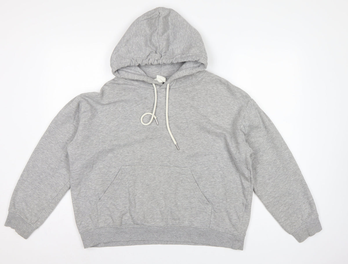 H&M Women Grey M Pullover Hoodie Drawstring Kangaroo Pocket
