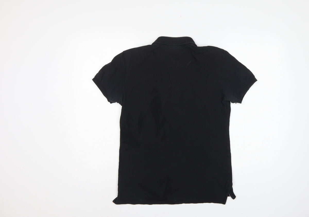 Back view of Lyle & Scott Men’s Black M Short Sleeve Logo Pique Polo Shirt