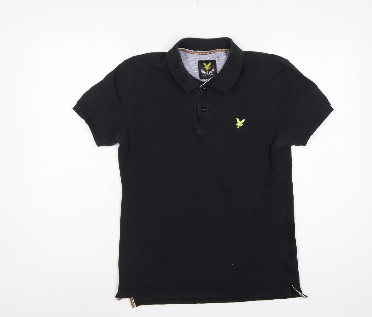 Brand and care label for Lyle & Scott Men’s Black M Short Sleeve Logo Pique Polo Shirt