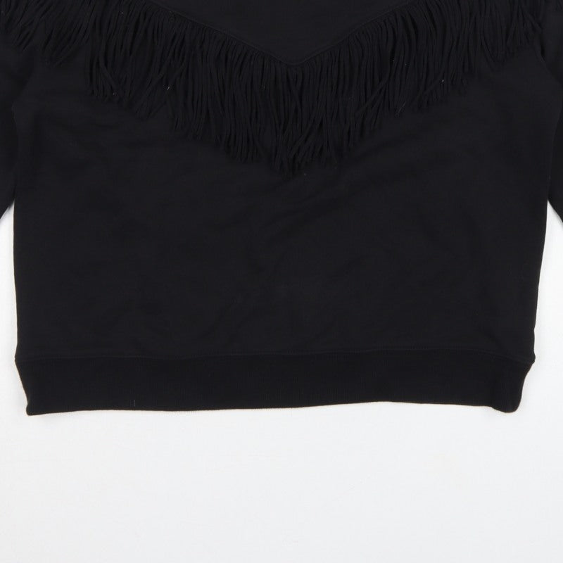 H&M Women’s Black S Fringe Pullover Sweatshirt Crew Neck