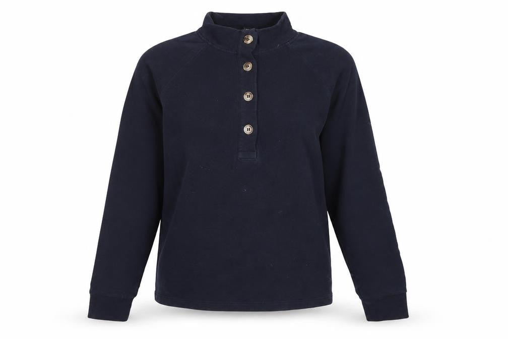 Baukjen Women’s Navy Blue UK 8 Henley Button Sweatshirt