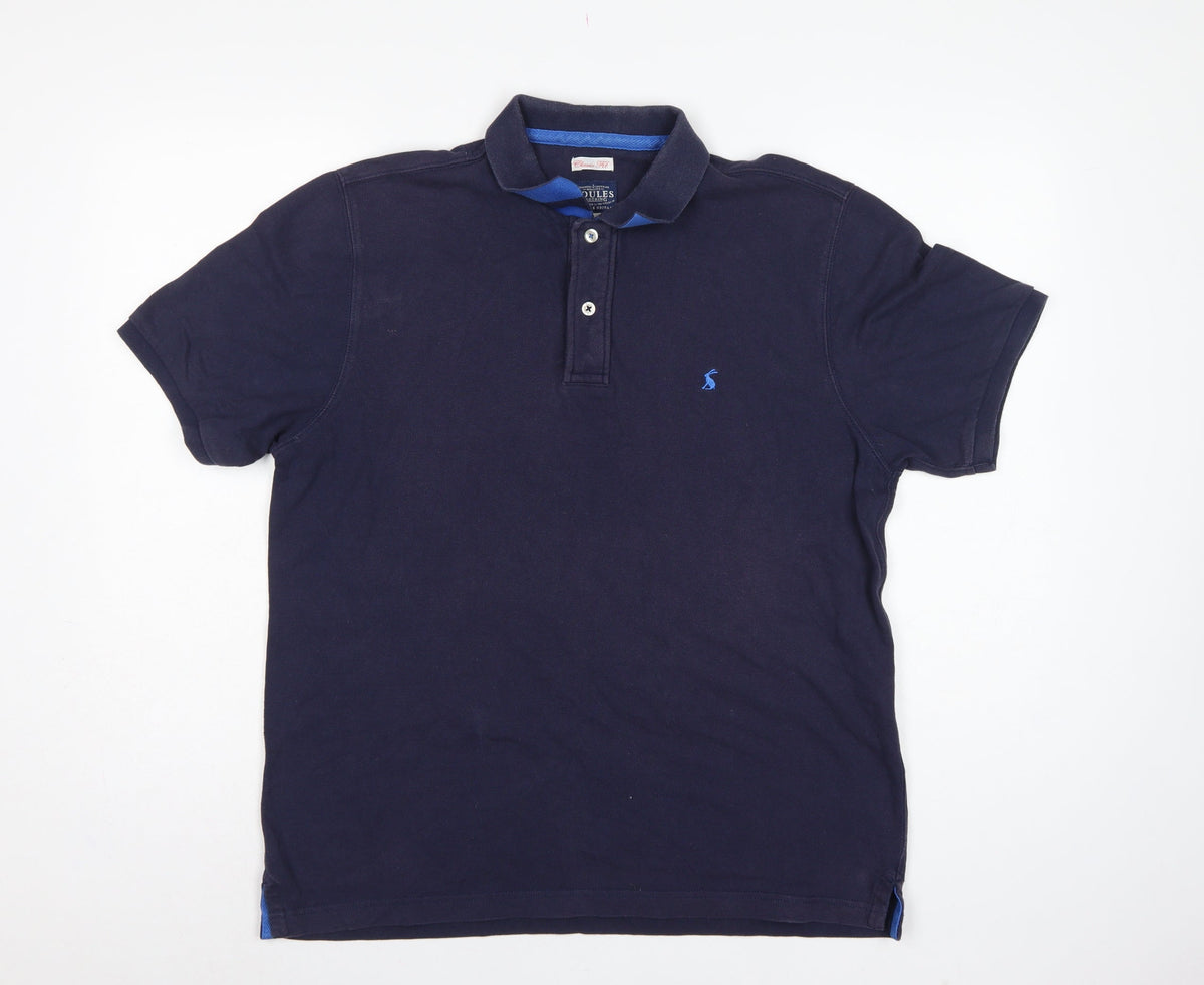 Joules Men’s Navy Blue L Classic Fit Cotton Polo Shirt Logo