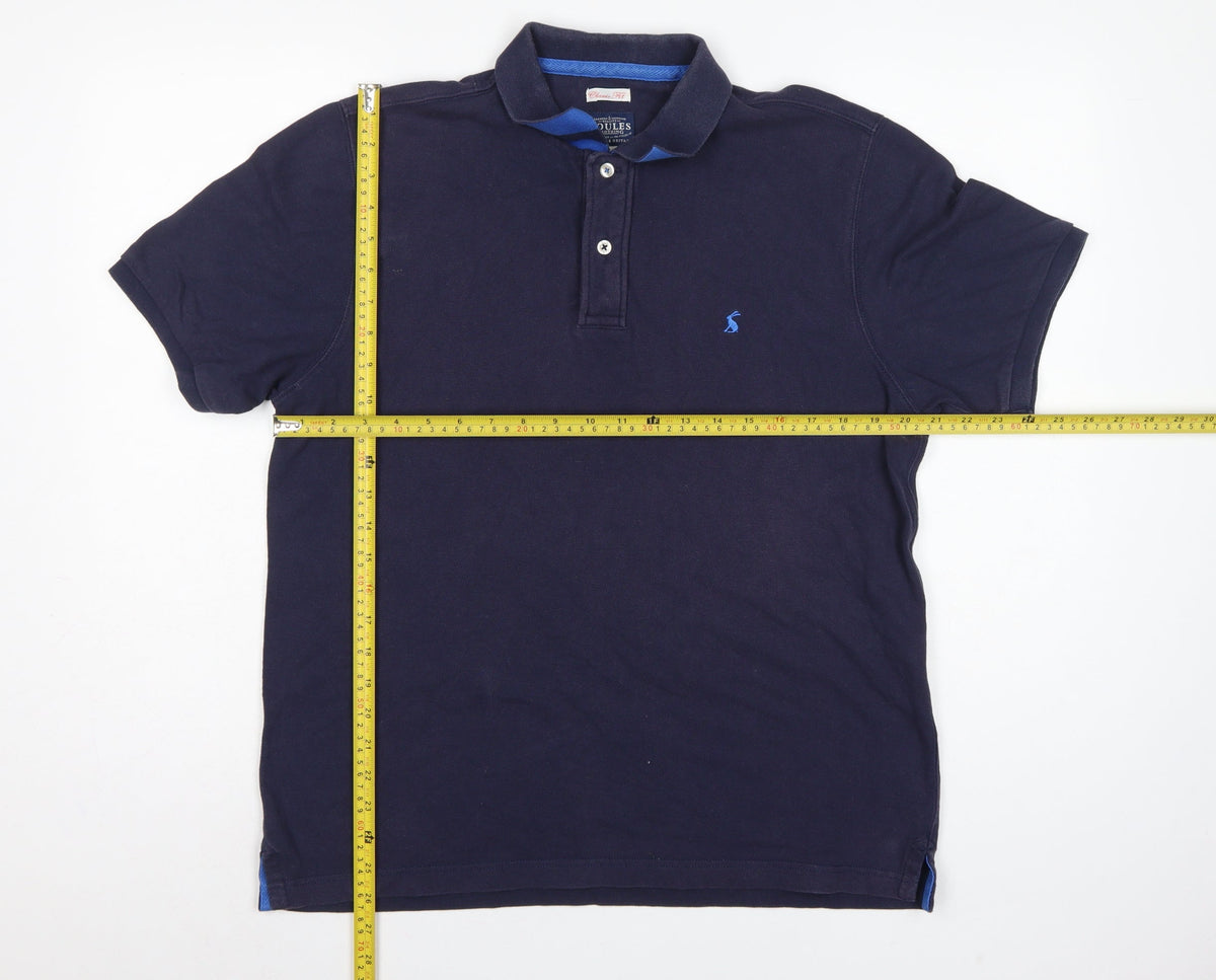 Joules Men’s Navy Blue L Classic Fit Cotton Polo Shirt Logo