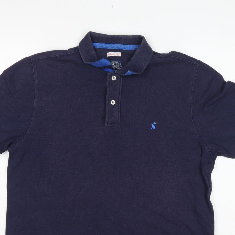 Joules Men’s Navy Blue L Classic Fit Cotton Polo Shirt Logo