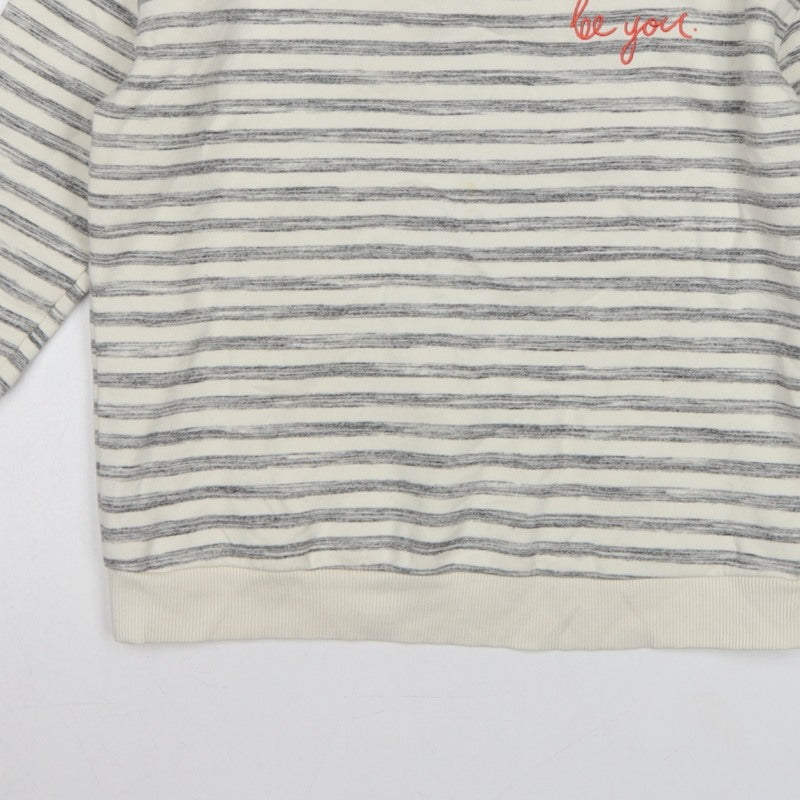 Mint Velvet Women’s Ivory Grey Stripe Embroidered Sweatshirt UK 10