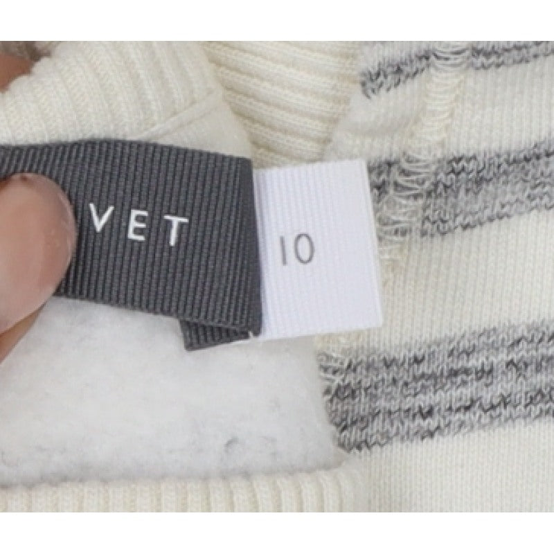 Mint Velvet Women’s Ivory Grey Stripe Embroidered Sweatshirt UK 10