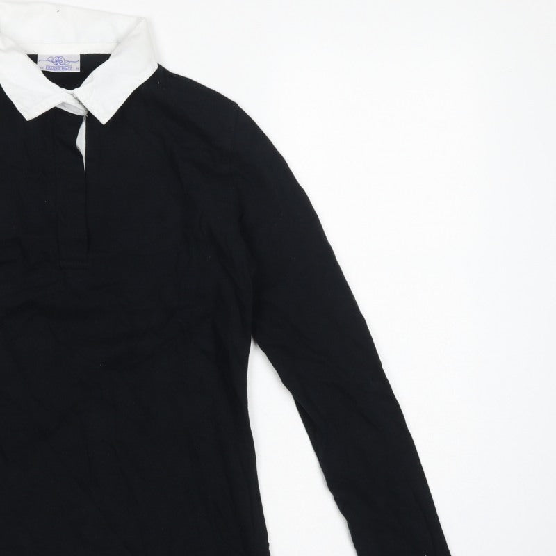 Front Row Women’s Black White Collared Long Sleeve Polo Top M