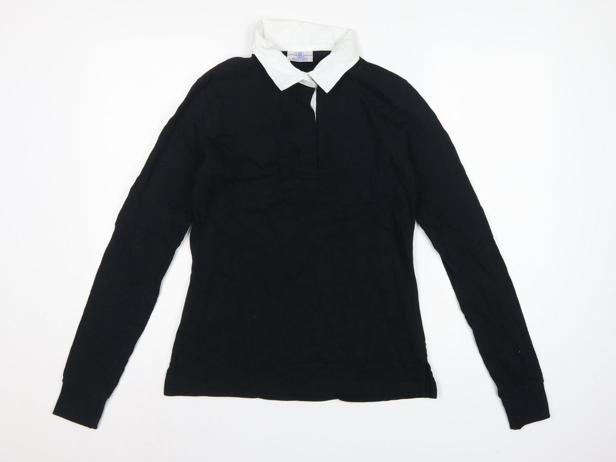 Front Row Women’s Black White Collared Long Sleeve Polo Top M