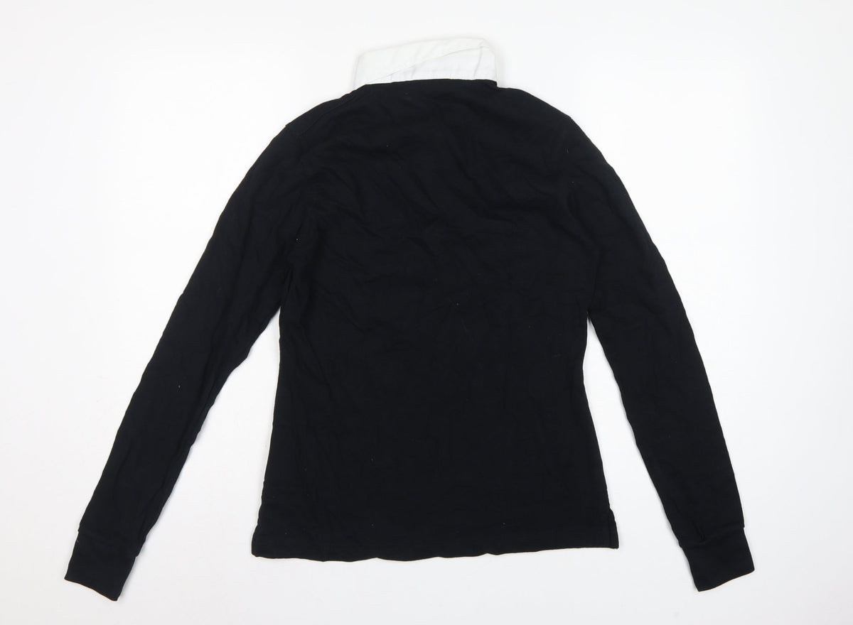 Front Row Women’s Black White Collared Long Sleeve Polo Top M