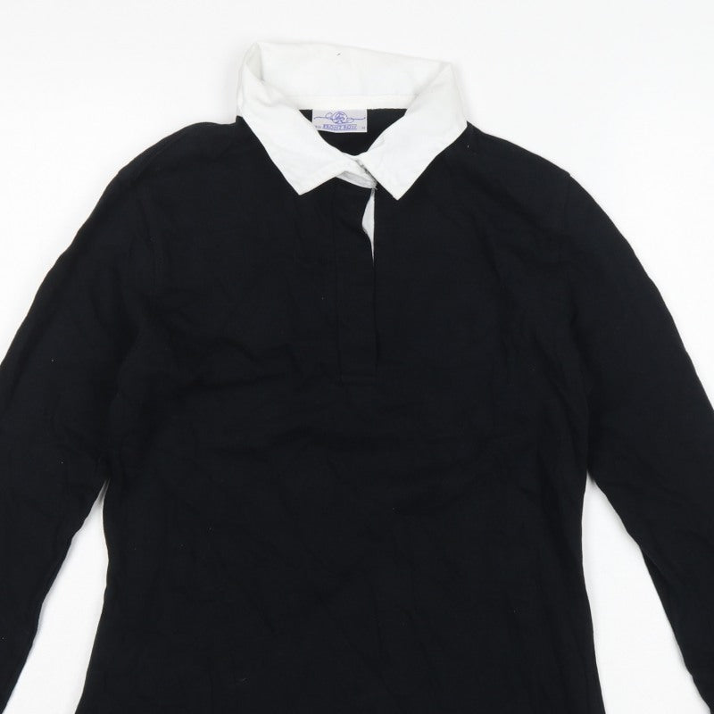 Front Row Women’s Black White Collared Long Sleeve Polo Top M