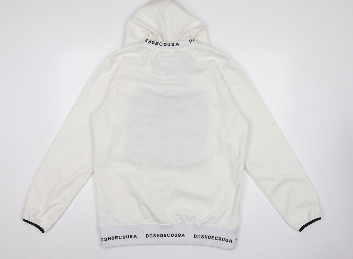 DC Shoes Men’s Ivory M Pullover Hoodie DWR Logo Check Pocket