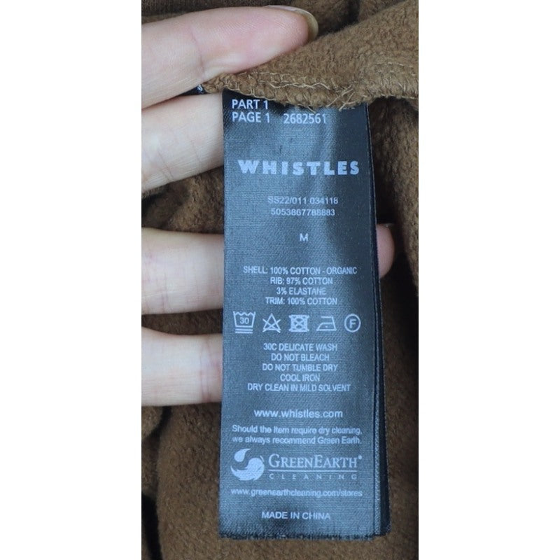 Whistles Women's Brown M Pullover Crew Neck Cotton Sweatshirt