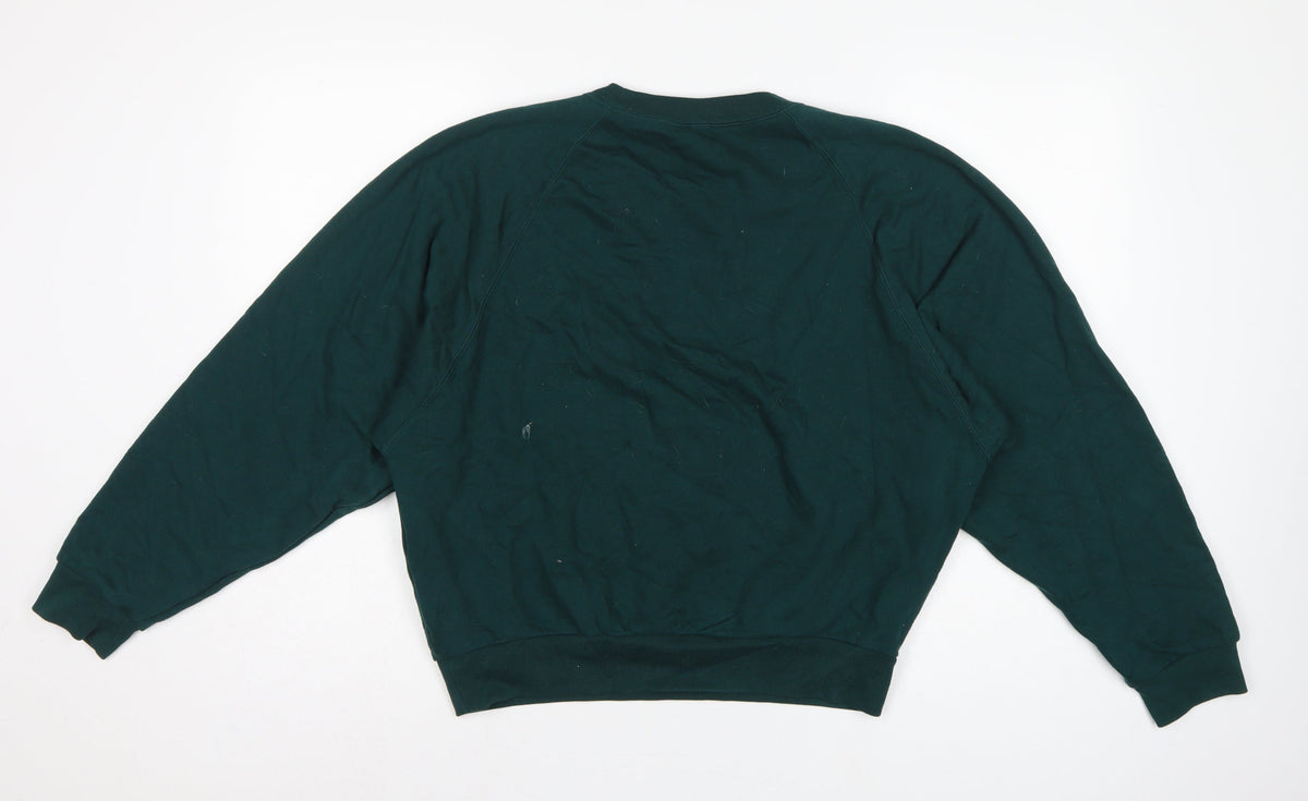 Uniqlo Unisex Adults Green L Crew Neck Raglan Pullover Sweatshirt