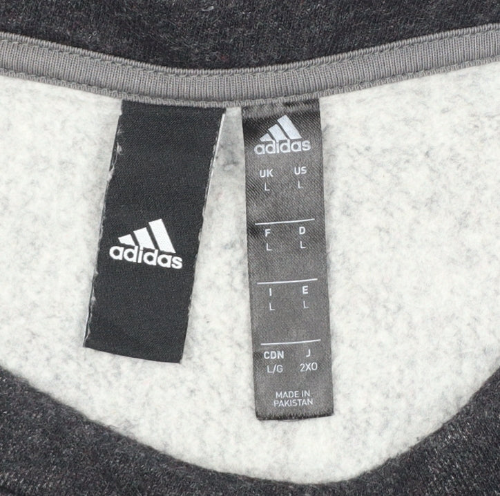 Adidas Men’s Black L 3 Stripe Logo Crew Neck Pullover Sweatshirt