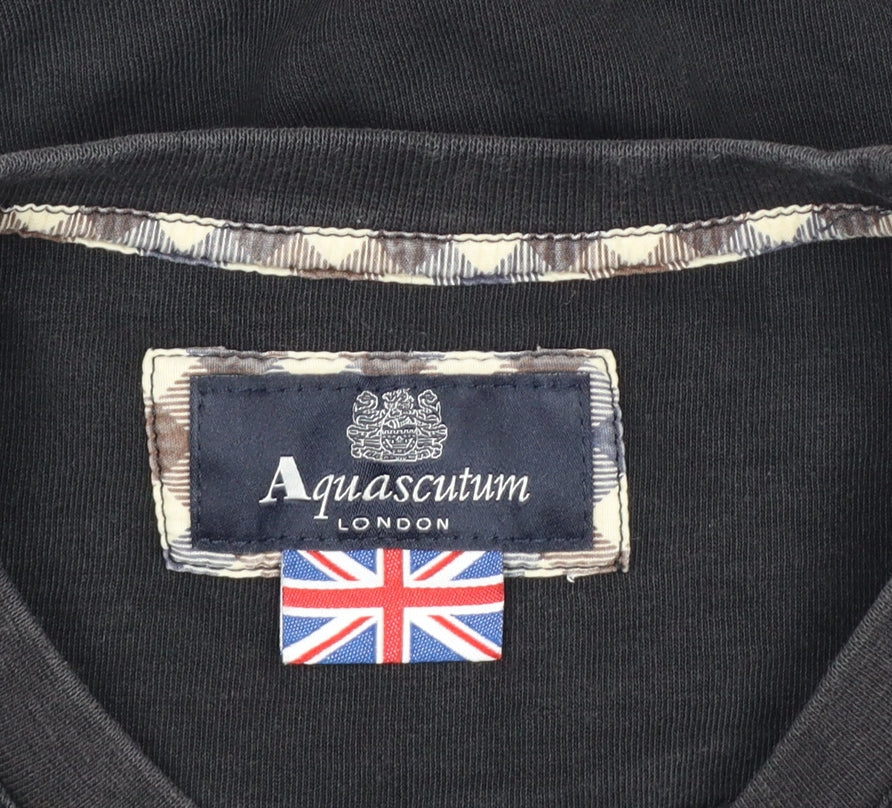 Aquascutum London Men’s Black L Crew Neck Embroidered Crest Sweatshirt