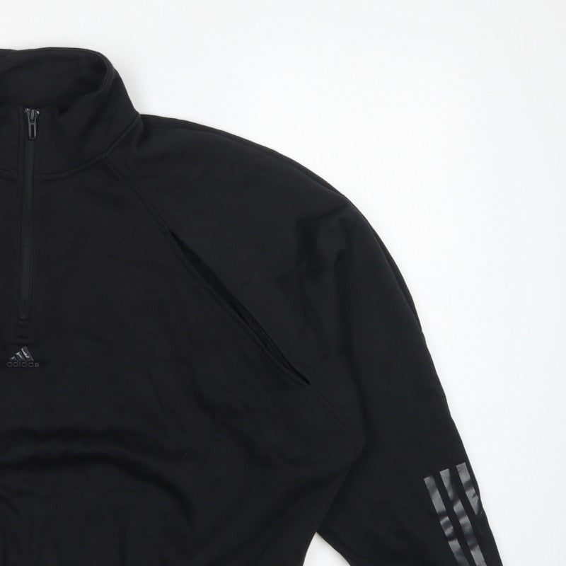 adidas Women's Black UK XL 20-22 1/2 Zip Logo Sweatshirt