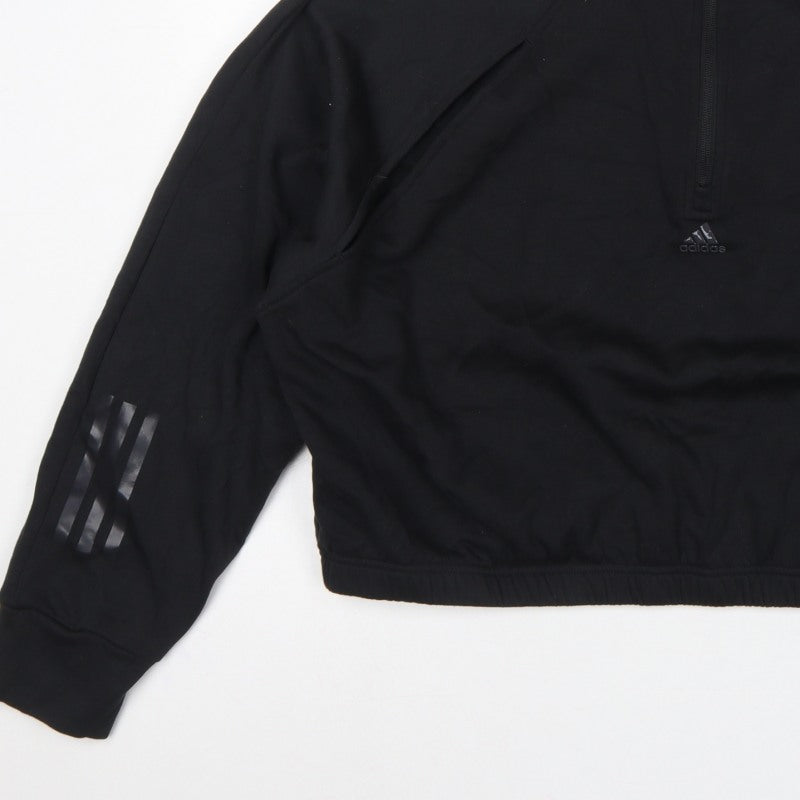 adidas Women's Black UK XL 20-22 1/2 Zip Logo Sweatshirt