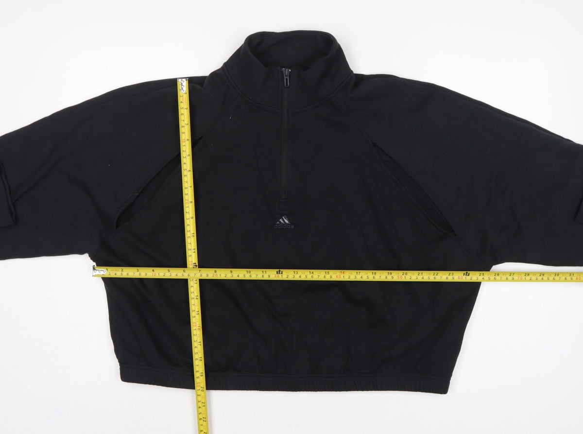 adidas Women's Black UK XL 20-22 1/2 Zip Logo Sweatshirt