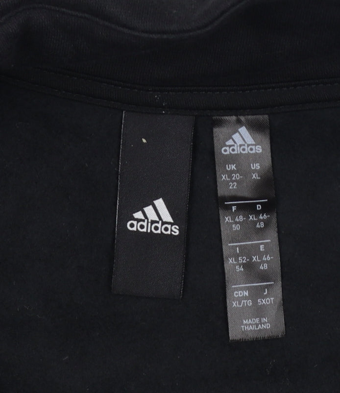 adidas Women's Black UK XL 20-22 1/2 Zip Logo Sweatshirt