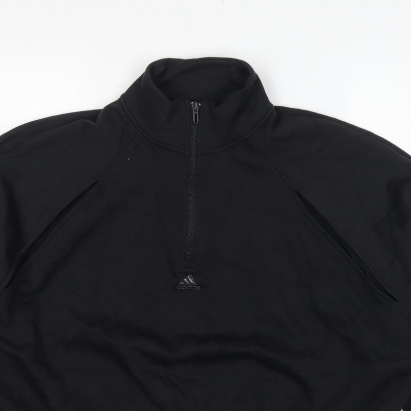 adidas Women's Black UK XL 20-22 1/2 Zip Logo Sweatshirt