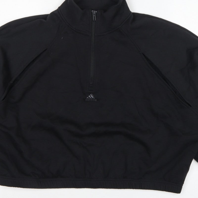adidas Women's Black UK XL 20-22 1/2 Zip Logo Sweatshirt