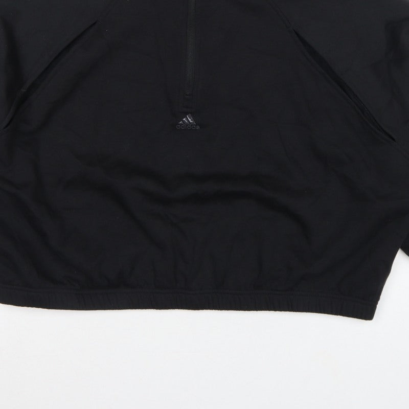 adidas Women's Black UK XL 20-22 1/2 Zip Logo Sweatshirt