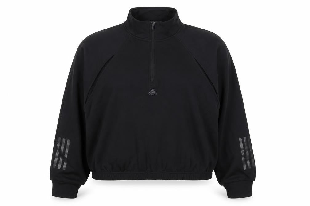 adidas Women's Black UK XL 20-22 1/2 Zip Logo Sweatshirt