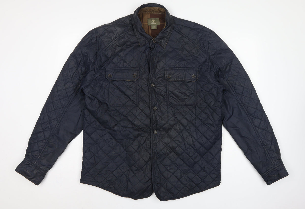 Timberland Men’s Navy L Quilted Padded Button Front Jacket