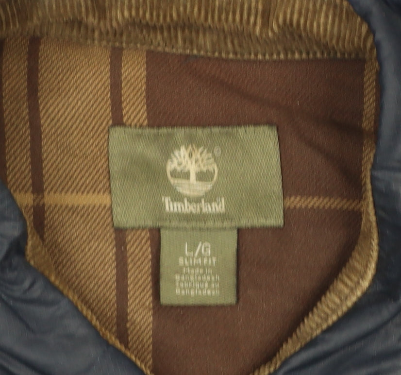 Timberland Men’s Navy L Quilted Padded Button Front Jacket