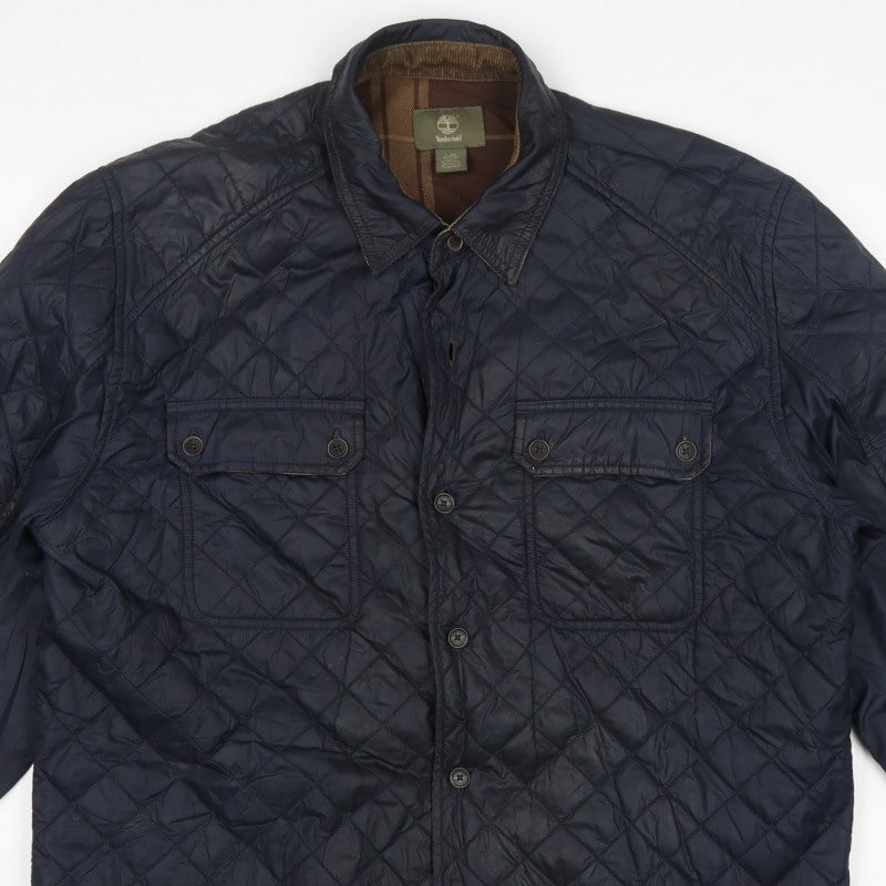 Timberland Men’s Navy L Quilted Padded Button Front Jacket