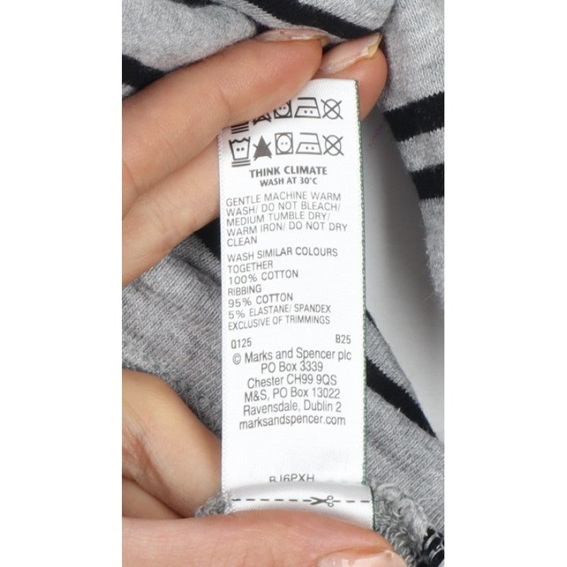 Marks & Spencer Men Grey 2XL Pullover 1/4 Zip Striped Sweatshirt