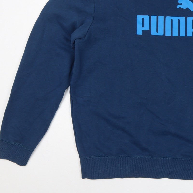 Puma Men’s Blue L Crew Neck Logo Graphic Fleece Sweatshirt