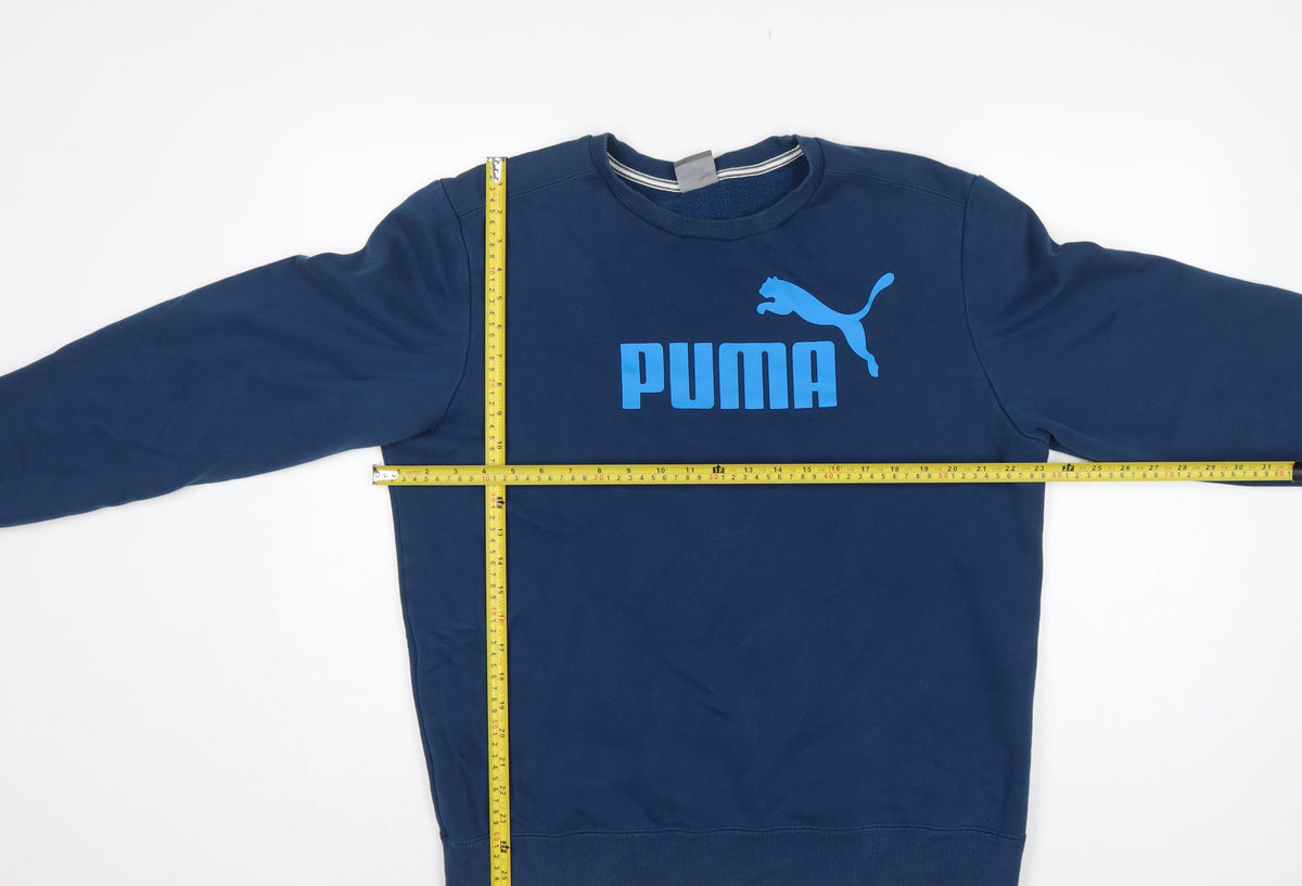 Puma Men’s Blue L Crew Neck Logo Graphic Fleece Sweatshirt
