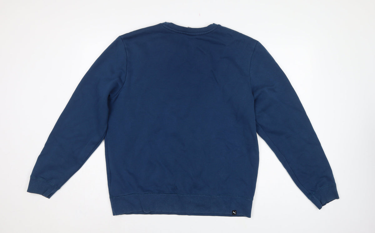 Puma Men’s Blue L Crew Neck Logo Graphic Fleece Sweatshirt