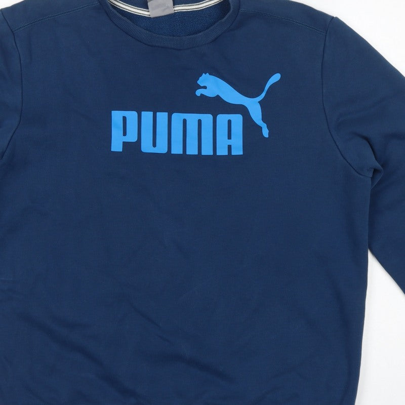 Puma Men’s Blue L Crew Neck Logo Graphic Fleece Sweatshirt