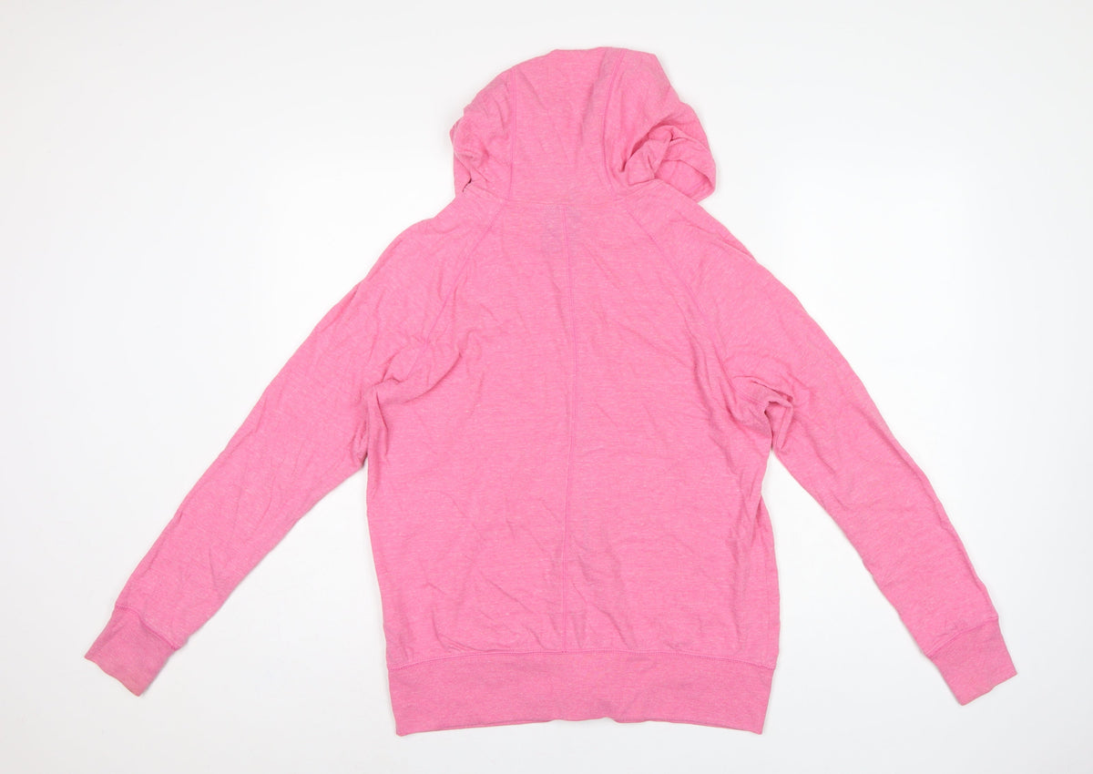 Nike Women Pink L Full Zip Hoodie Logo Pockets