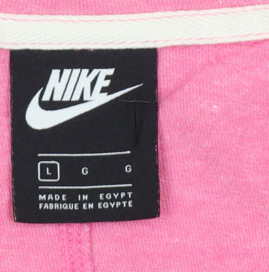 Nike Women Pink L Full Zip Hoodie Logo Pockets