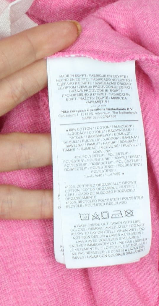 Nike Women Pink L Full Zip Hoodie Logo Pockets