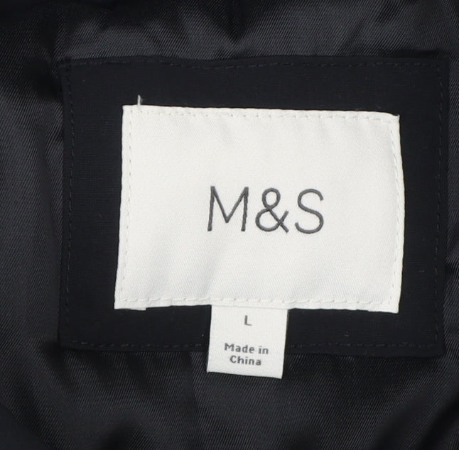 Marks and Spencer Men Black L Padded Full Zip Basic Jacket