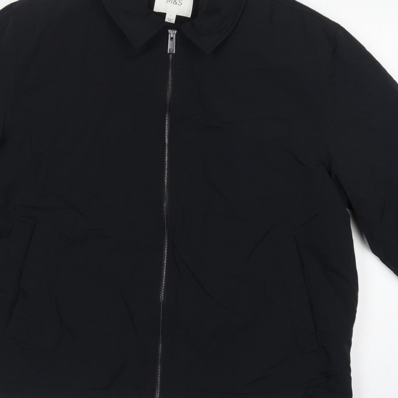 Marks and Spencer Men Black L Padded Full Zip Basic Jacket