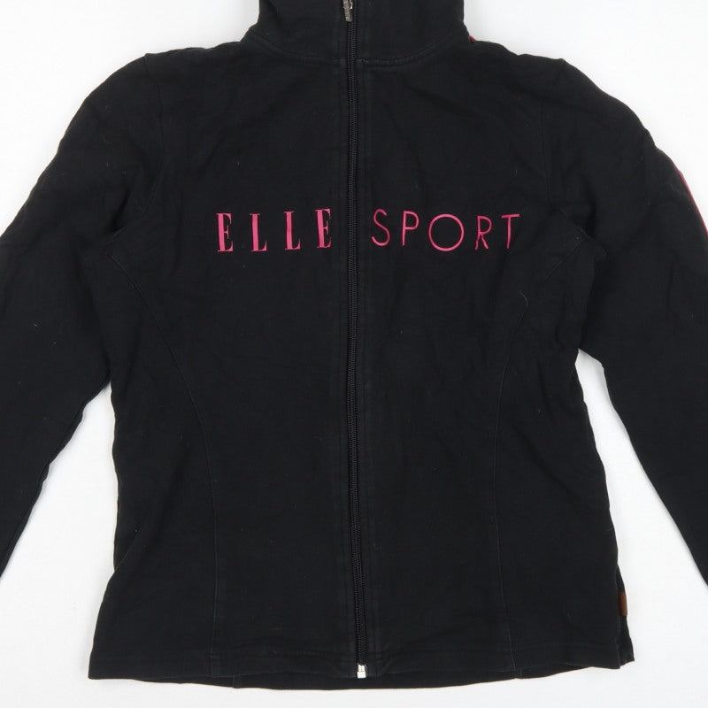 Elle Sport Women’s Black Pink Full Zip Sweatshirt UK 12 Logo