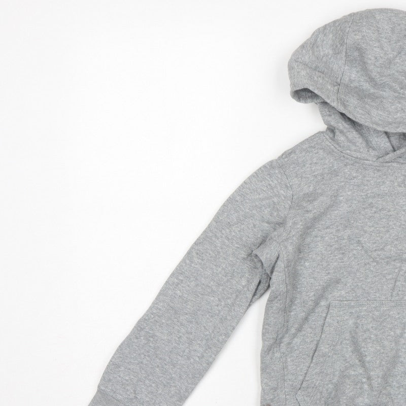 Nike Boys Grey Logo Pullover Hoodie XS 7-8 Years Cotton Blend