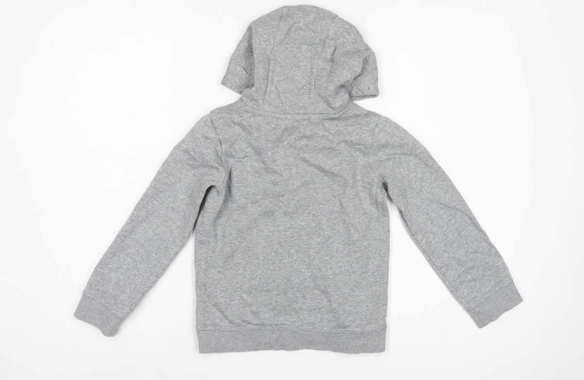 Nike Boys Grey Logo Pullover Hoodie XS 7-8 Years Cotton Blend
